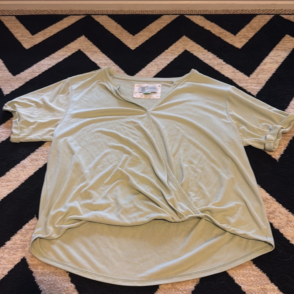 Anthropologie Saturday Sunday Short Sleeve Blouse Mint Green M - Picture 3 of 6